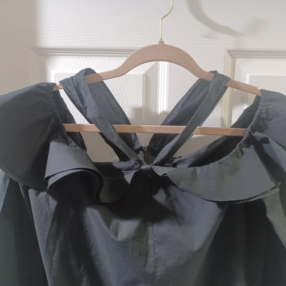 J. Crew Black Ruffled Cold Shoulder Blouse - Picture 6 of 9